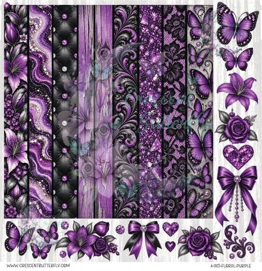 4-005-Floral-Purple 10x10 UV DTF Sheet