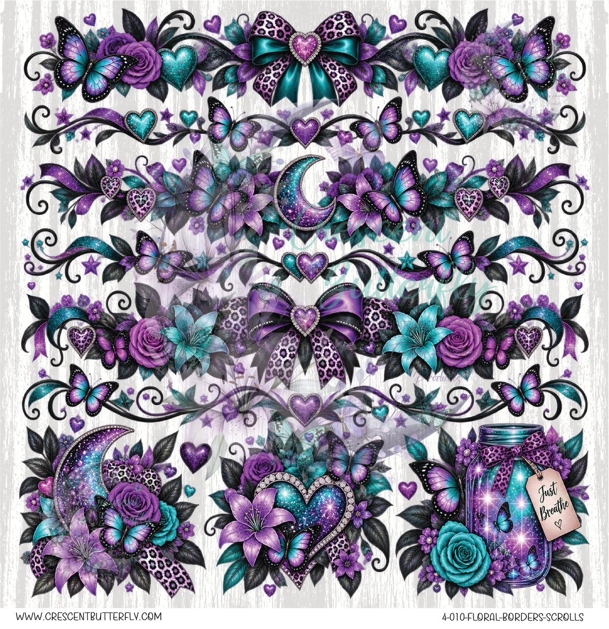 4-010-Floral-Borders-Scrolls 10x10 UV DTF Sheet