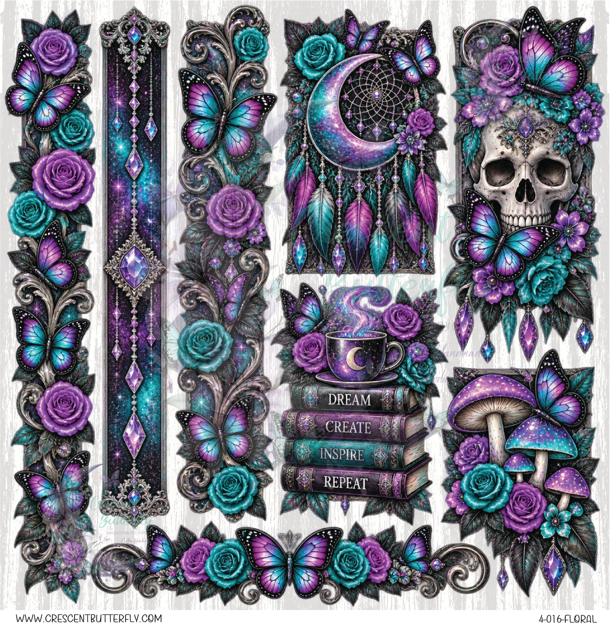 4-016-Floral 10x10 UV DTF Sheet