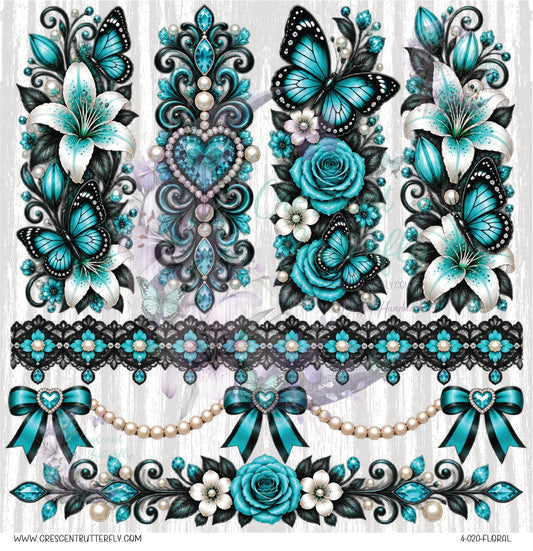 4-020-Floral 10x10 UV DTF Sheet
