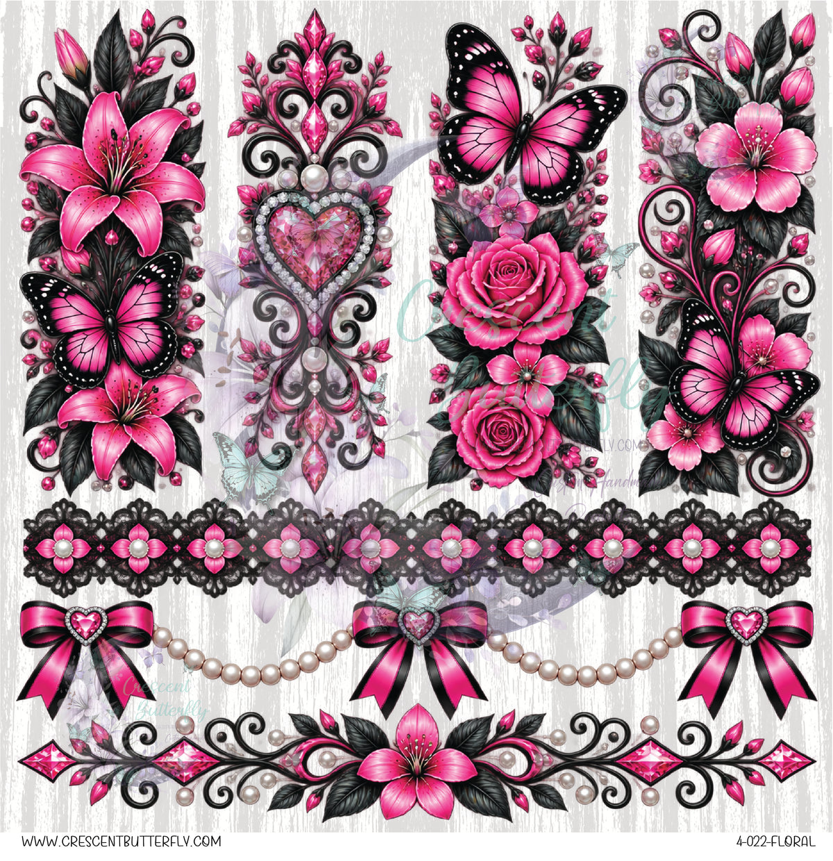 4-022-Floral 10x10 UV DTF Sheet