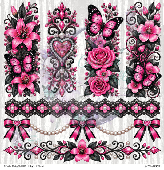 4-022-Floral 10x10 UV DTF Sheet