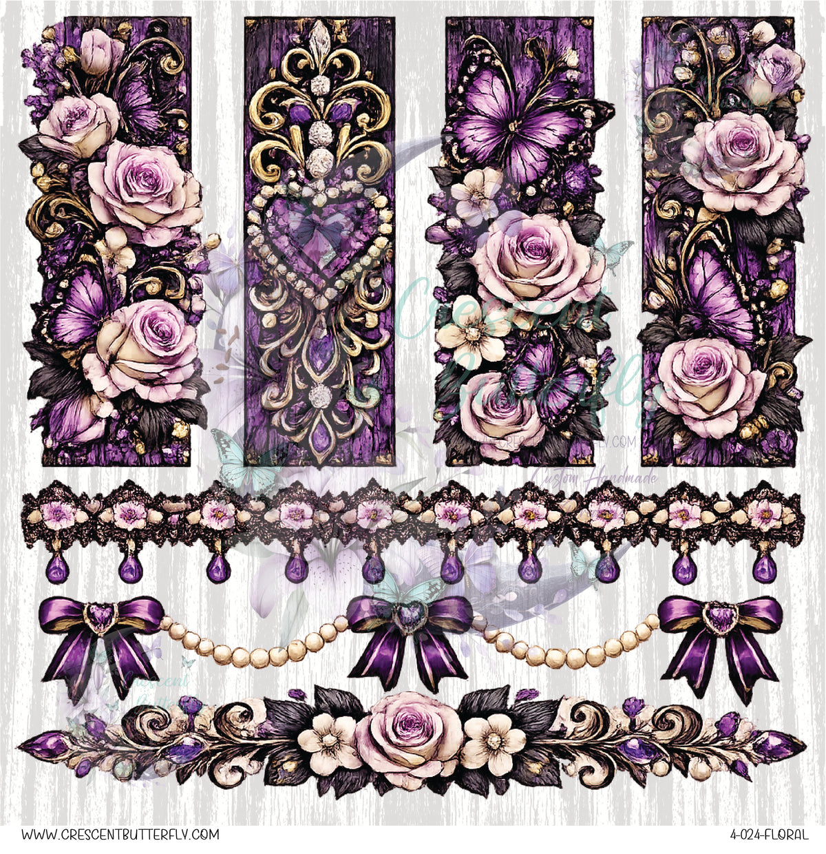 4-024-Floral 10x10 UV DTF Sheet