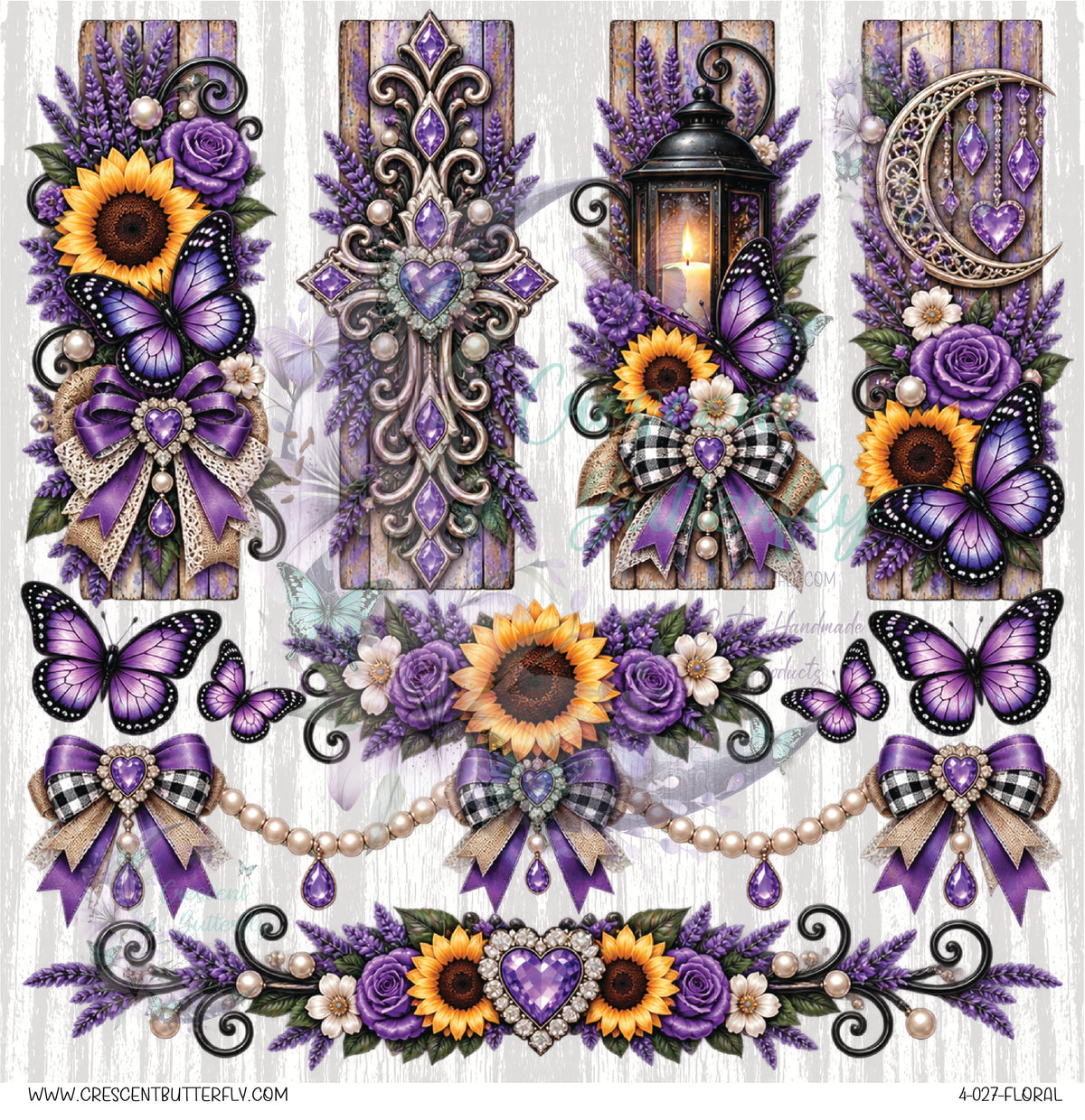4-027-Floral 10x10 UV DTF Sheet