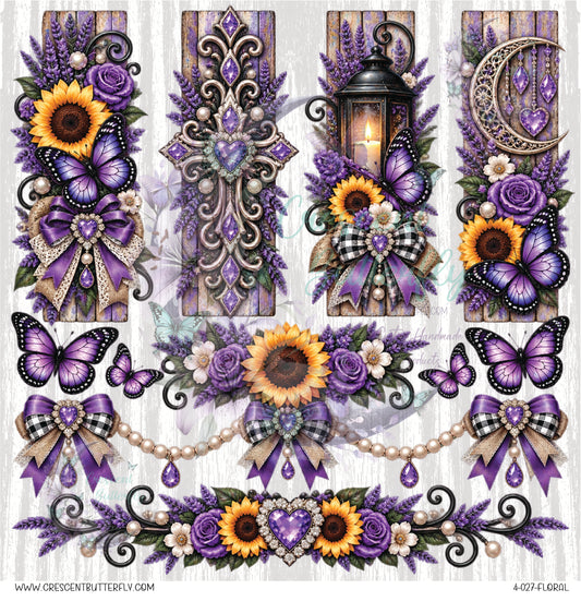 4-027-Floral 10x10 UV DTF Sheet