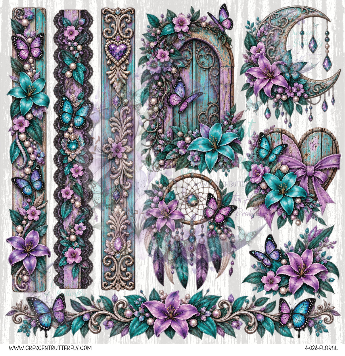 4-028-Floral 10x10 UV DTF Sheet