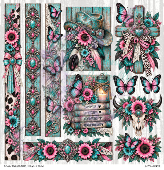 4-029-Floral 10x10 UV DTF Sheet