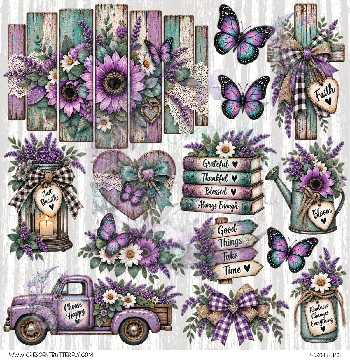 4-030-Floral 10x10 UV DTF Sheet