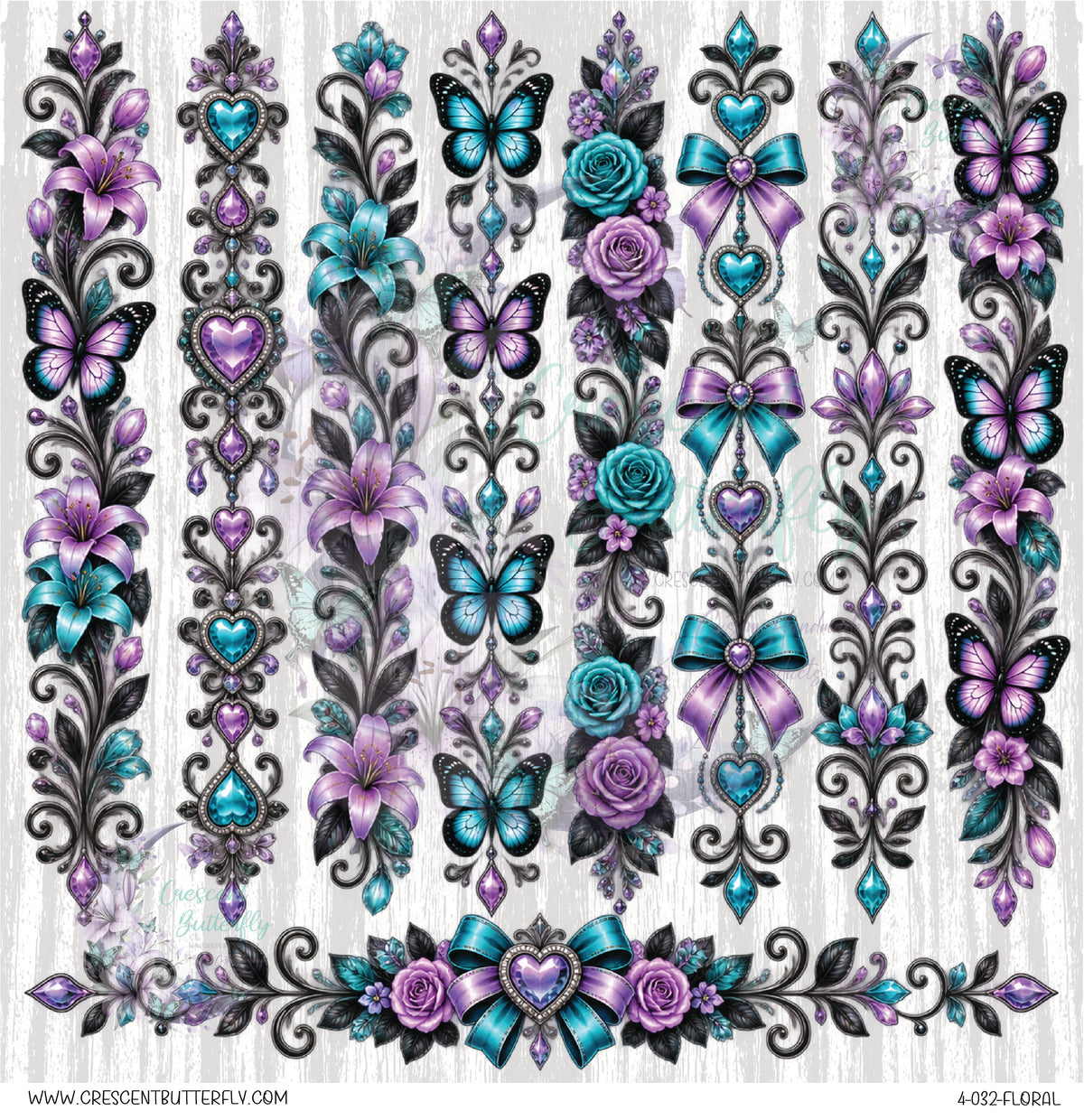 4-032-Floral 10x10 UV DTF Sheet