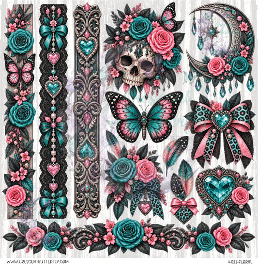 4-033-Floral 10x10 UV DTF Sheet