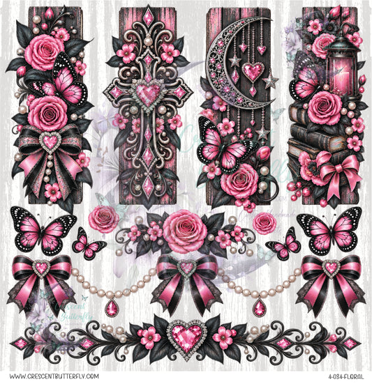 4-034-Floral 10x10 UV DTF Sheet