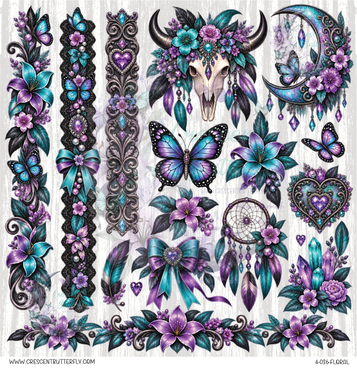 4-036-Floral 10x10 UV DTF Sheet