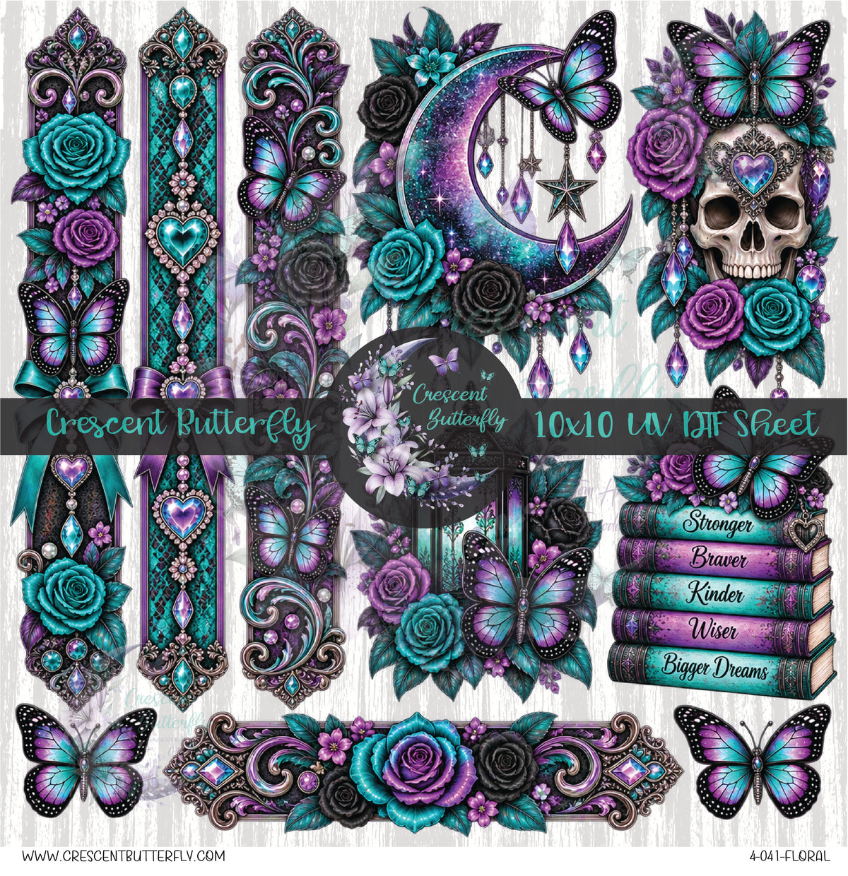 4-041-Floral 10x10 UV DTF Sheet