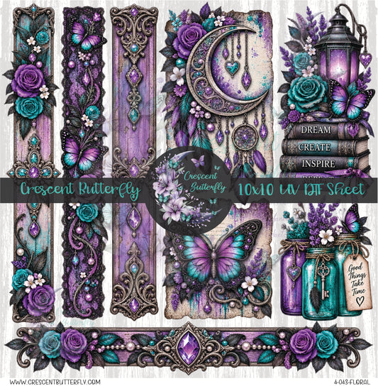 4-043-Floral 10x10 UV DTF Sheet