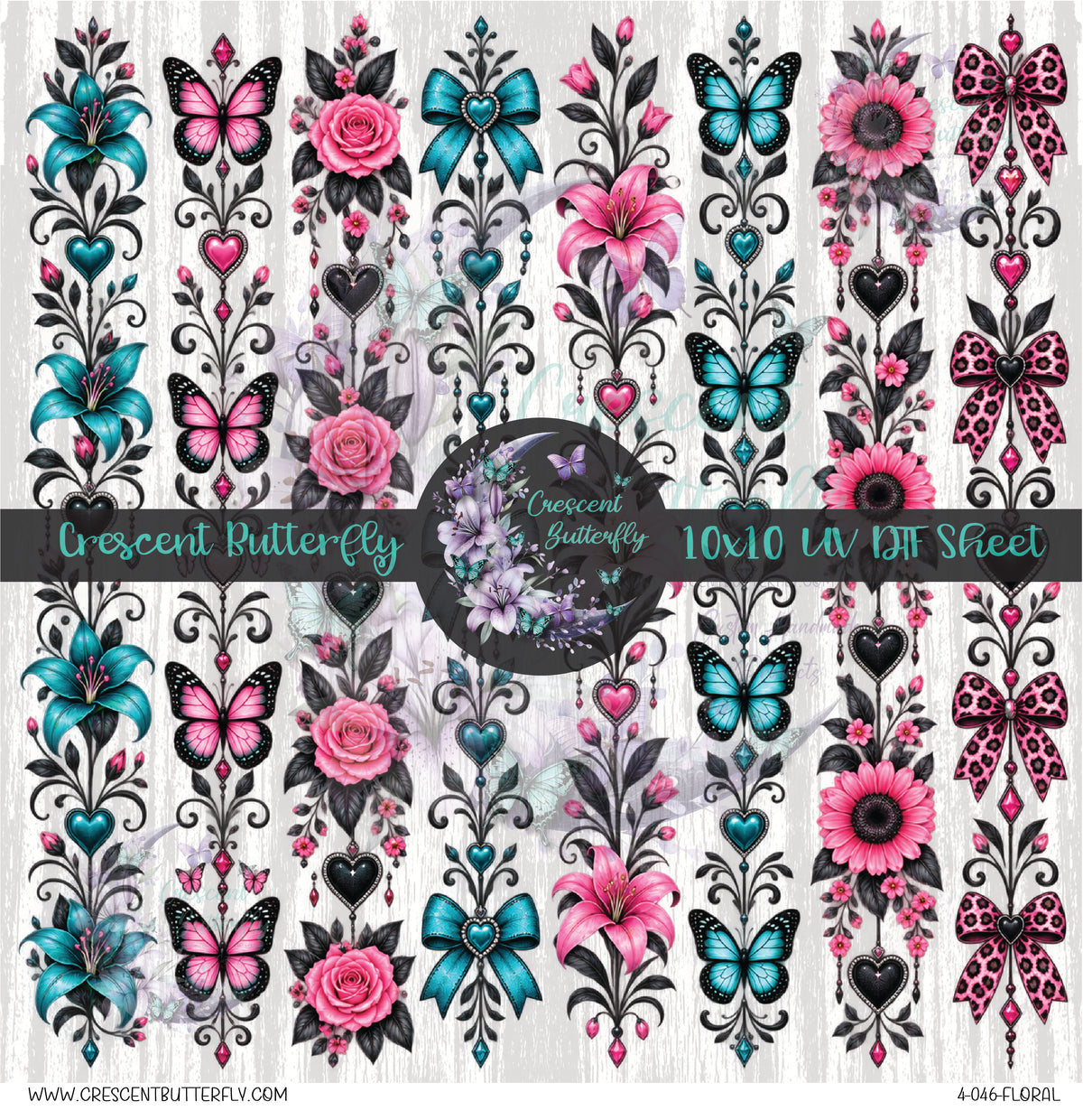4-046-Floral 10x10 UV DTF Sheet
