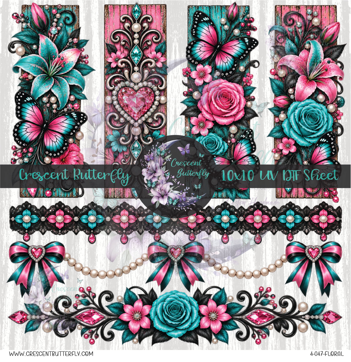 4-047-Floral 10x10 UV DTF Sheet