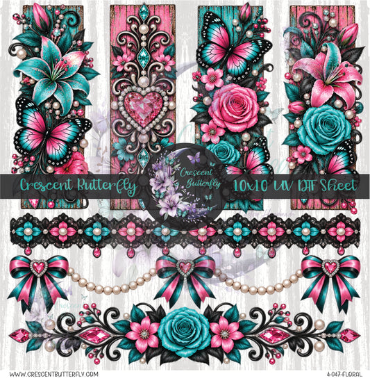 4-047-Floral 10x10 UV DTF Sheet