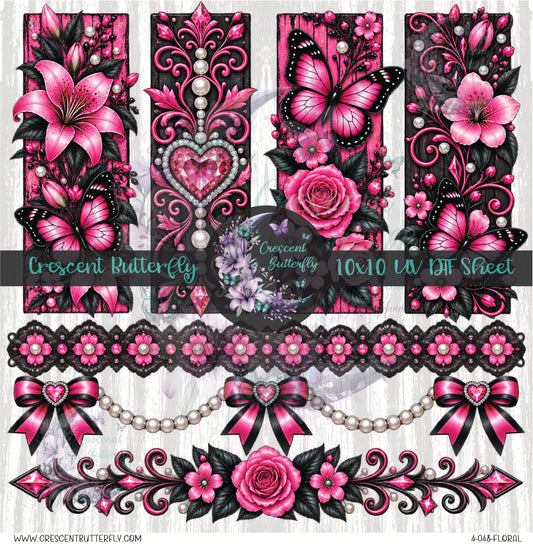 4-048-Floral 10x10 UV DTF Sheet