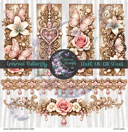 4-049-Floral 10x10 UV DTF Sheet