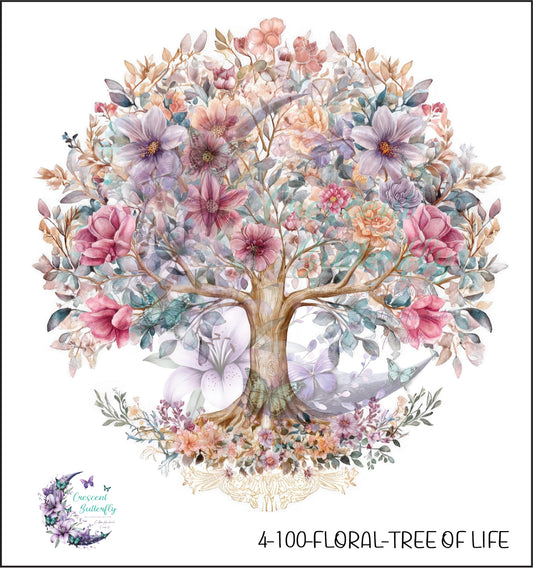 4-100-Floral-Tree Of Life UV DTF Decal
