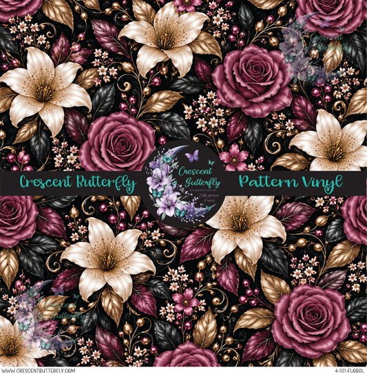 4-101-Floral Printed Vinyl Sheet/Wrap