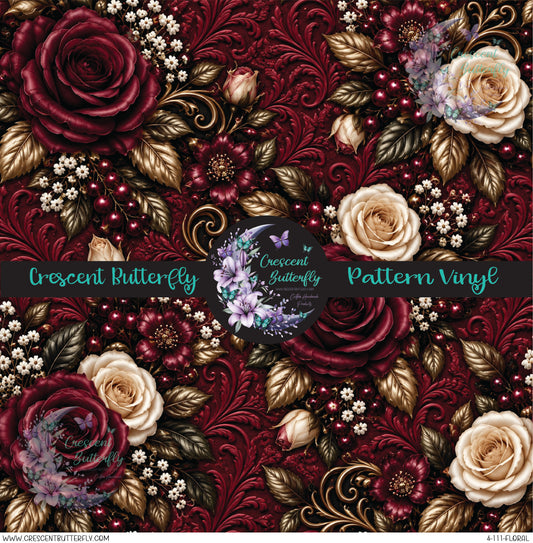 4-111-Floral Printed Vinyl Sheet/Wrap