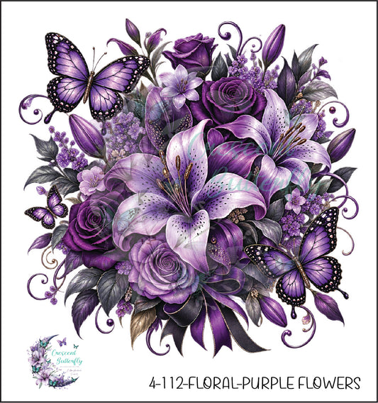4-112-Floral-Purple Flowers UV DTF Decal