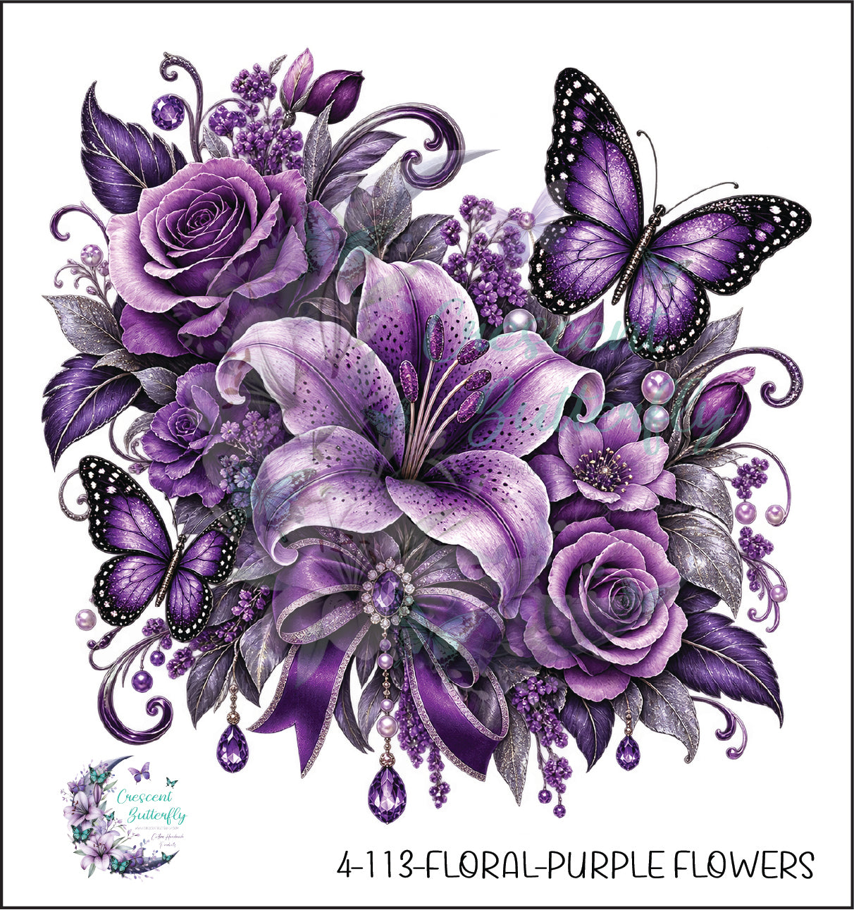 4-113-Floral-Purple Flowers UV DTF Decal