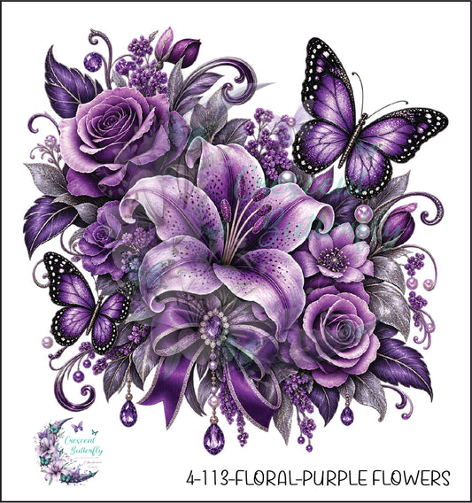 4-113-Floral-Purple Flowers UV DTF Decal