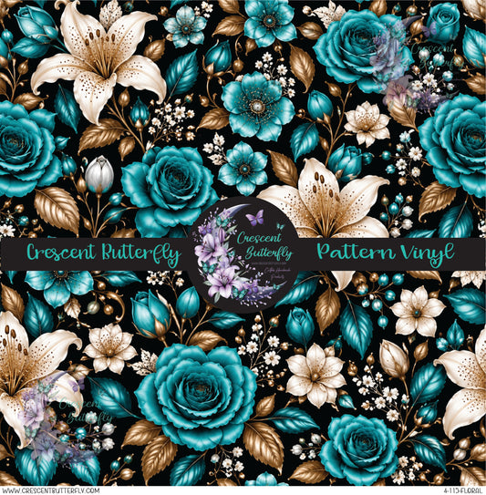 4-115-Floral Printed Vinyl Sheet/Wrap