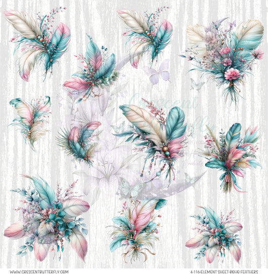 4-116-Element Sheet-Boho Feathers UV DTF