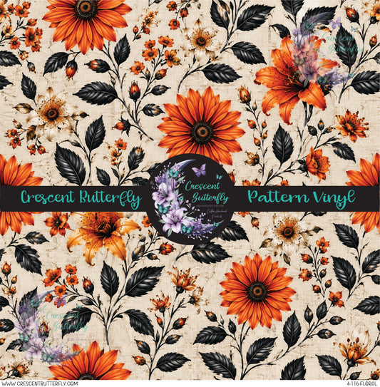 4-116-Floral Printed Vinyl Sheet/Wrap