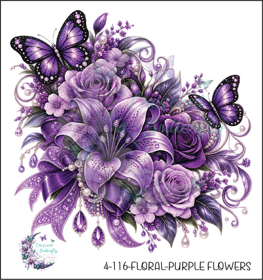 4-116-Floral-Purple Flowers UV DTF Decal