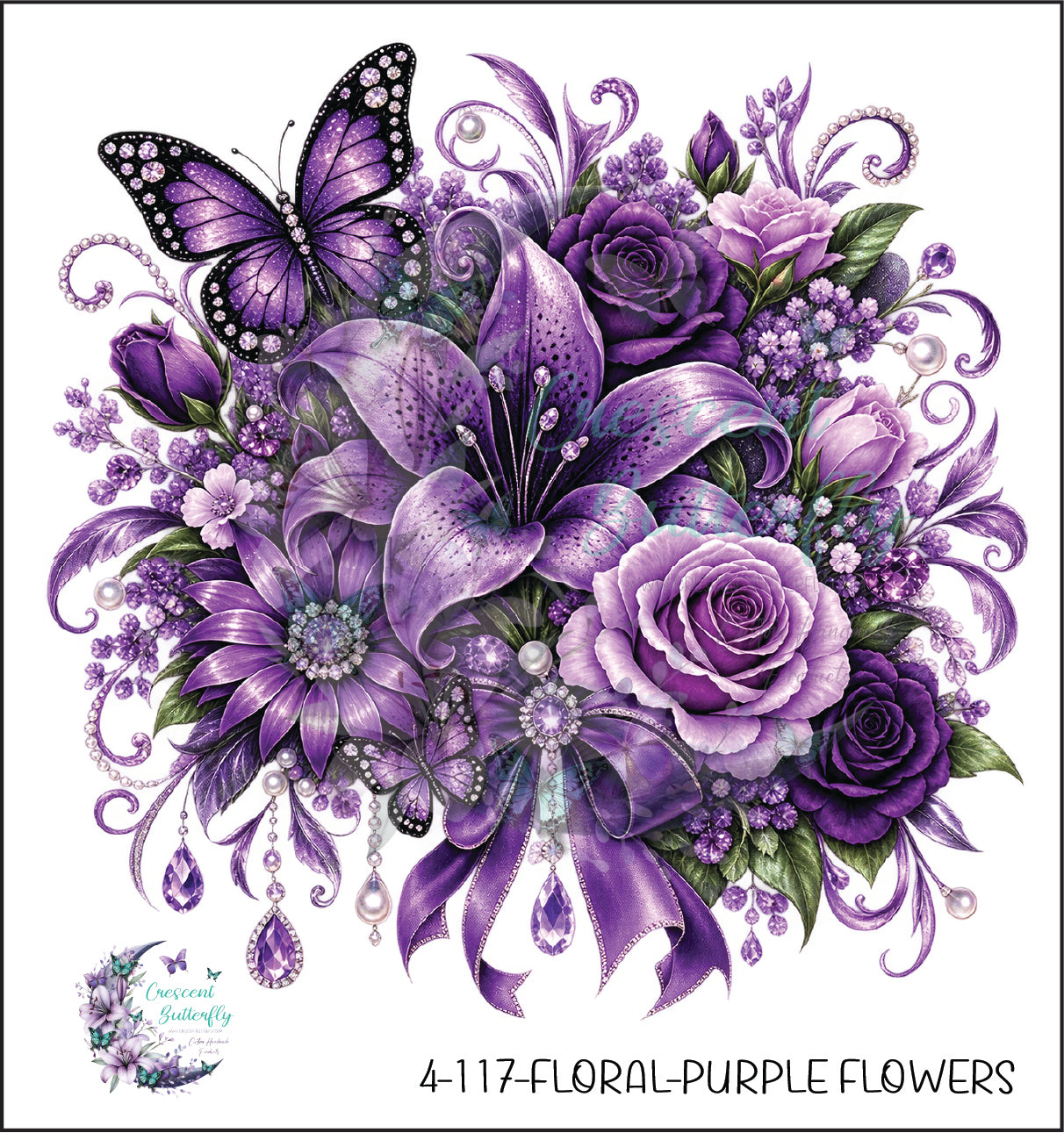 4-117-Floral-Purple Flowers UV DTF Decal