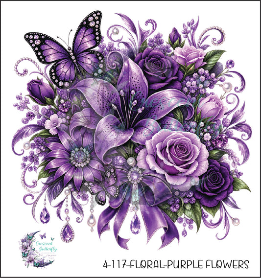 4-117-Floral-Purple Flowers UV DTF Decal