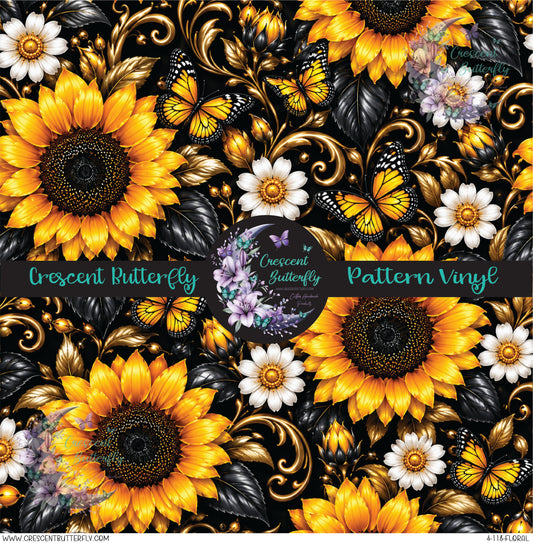 4-118-Floral Printed Vinyl Sheet/Wrap