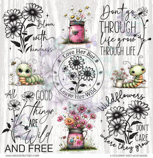 4-122-Element Sheet-Wildflowers UV DTF