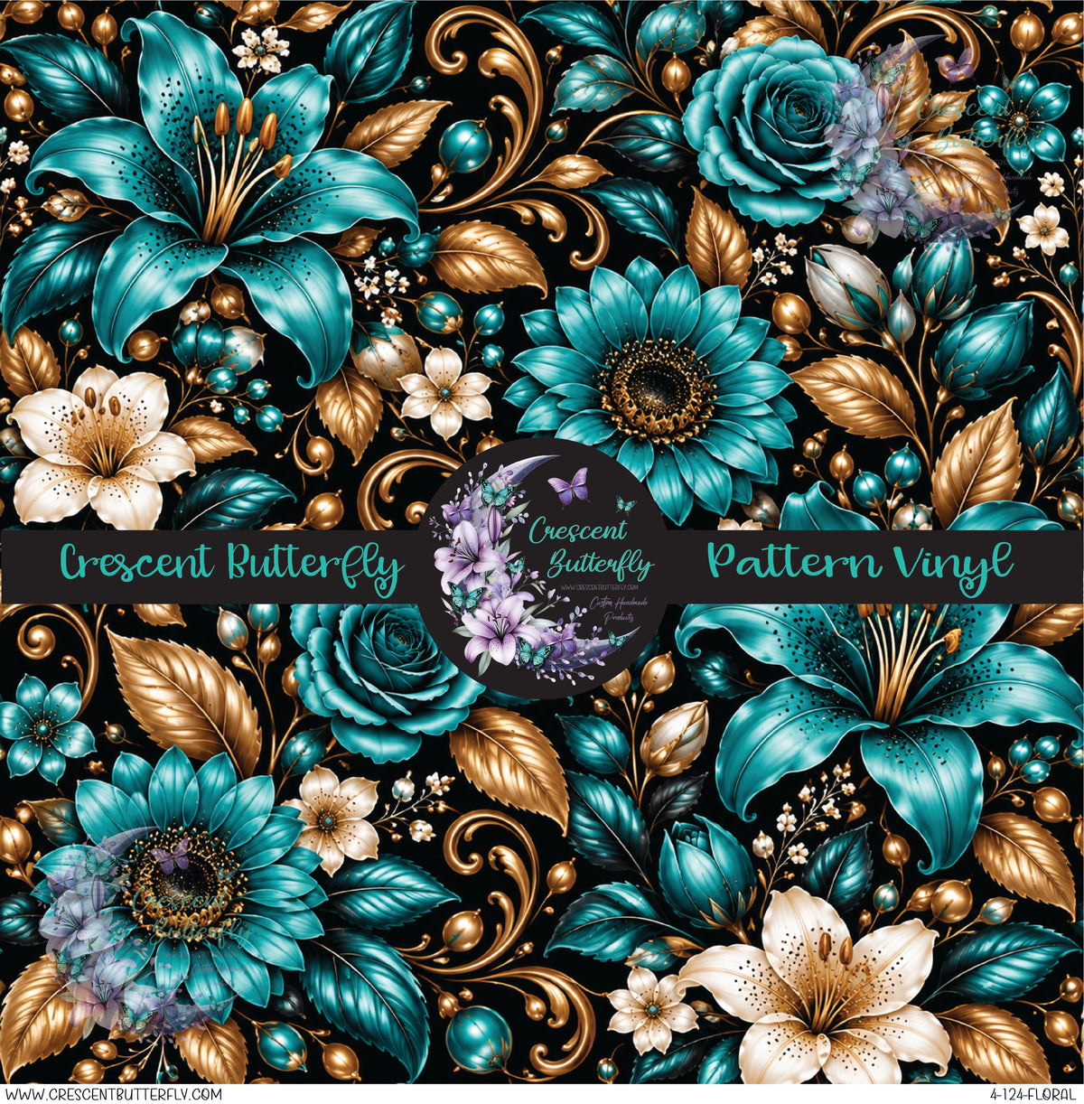 4-124-Floral Printed Vinyl Sheet/Wrap