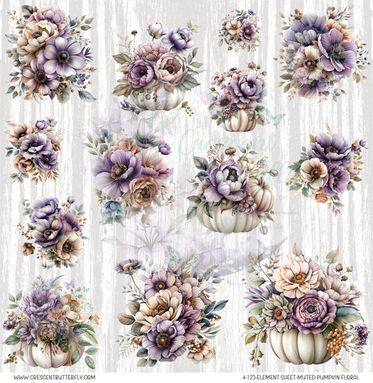 4-125-Element Sheet-Muted Pumpkin Floral UV DTF