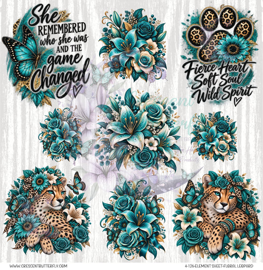 4-126-Element Sheet-Floral Leopard UV DTF