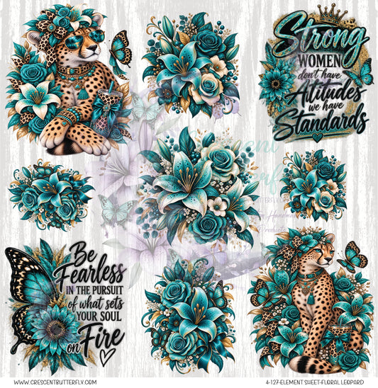 4-127-Element Sheet-Floral Leopard UV DTF