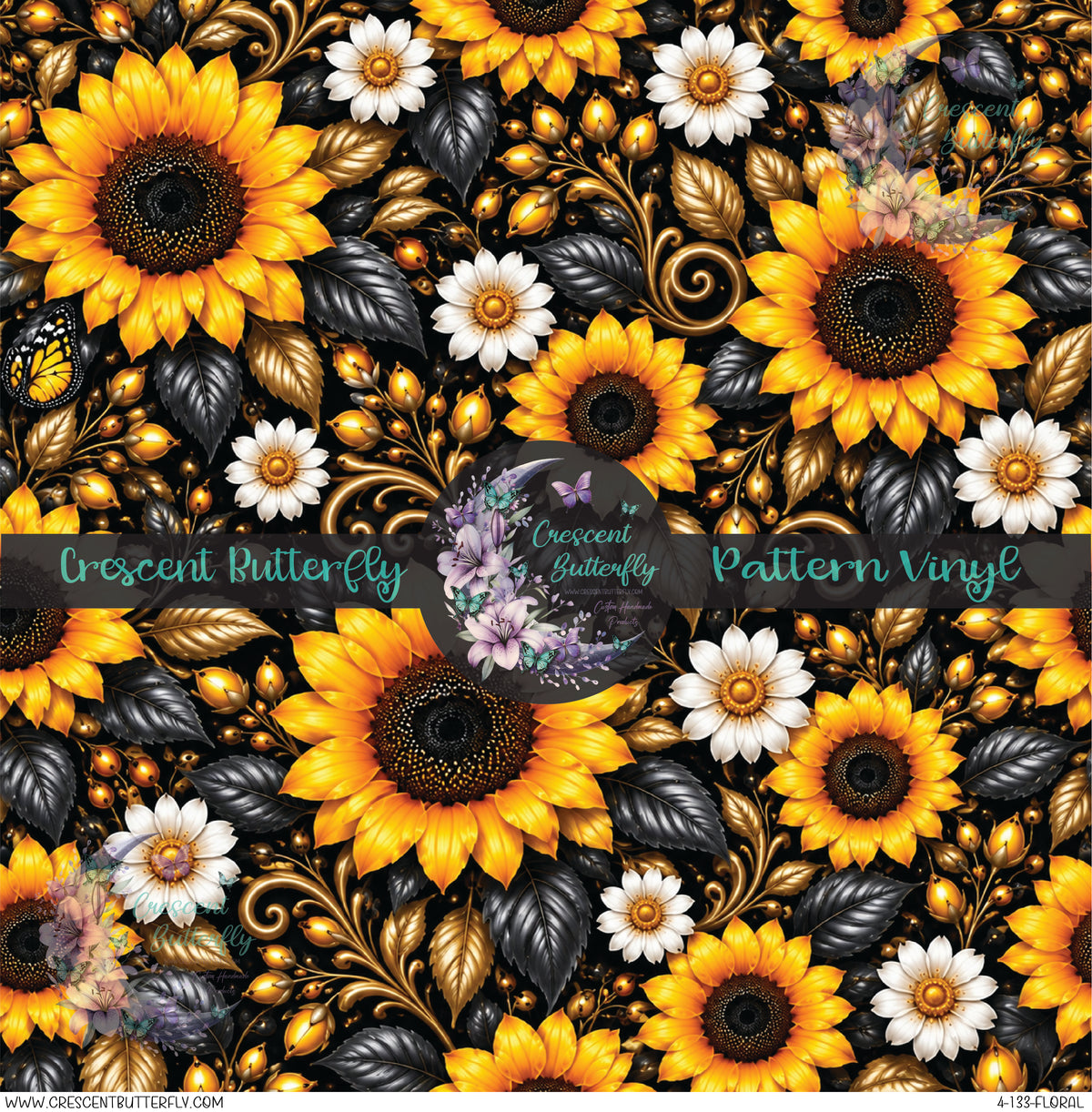 4-133-Floral Printed Vinyl Sheet/Wrap