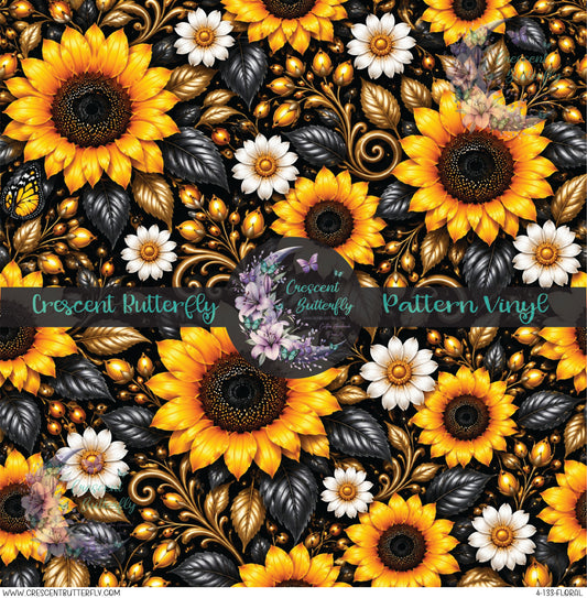 4-133-Floral Printed Vinyl Sheet/Wrap