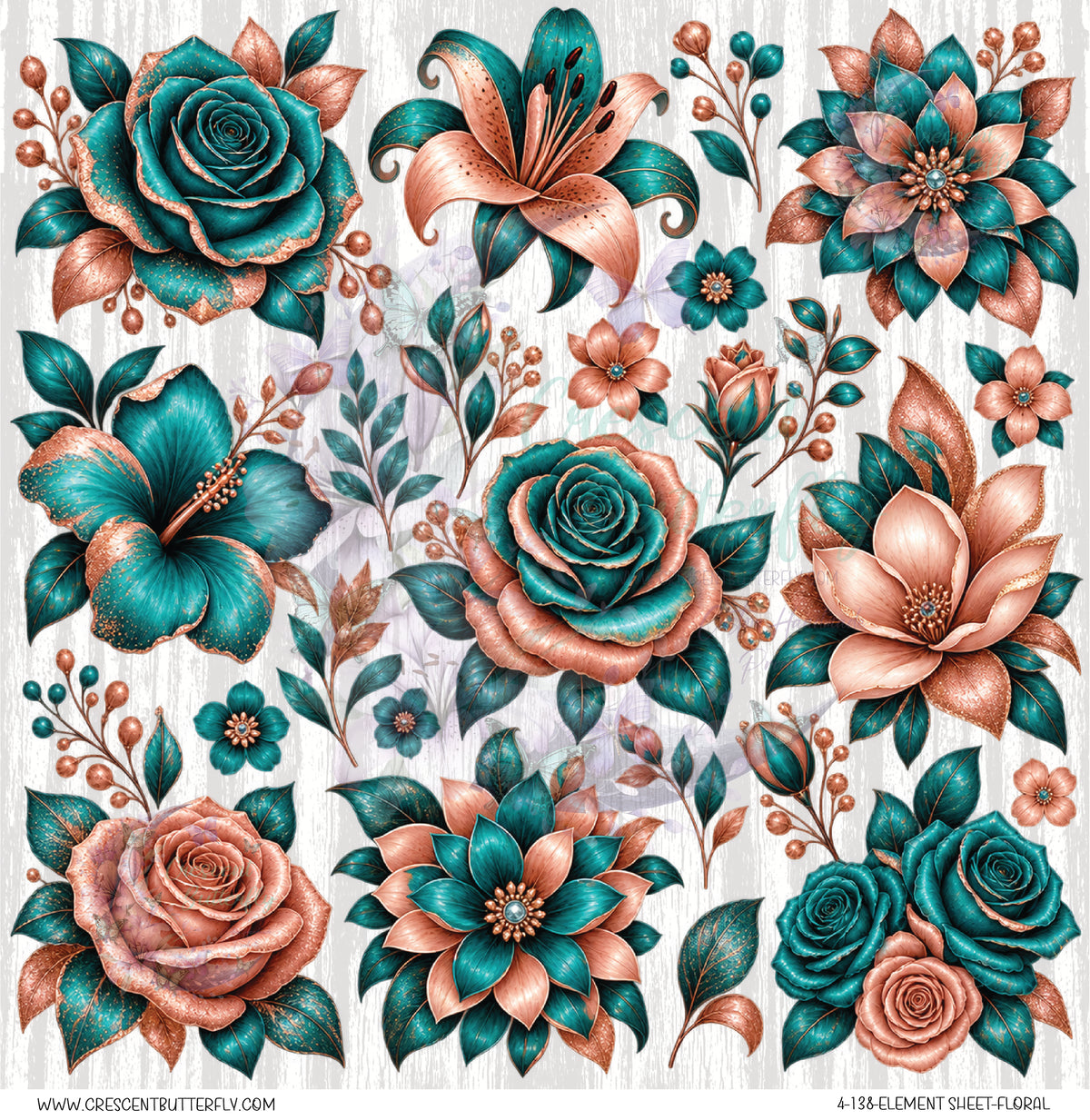 4-138-Element Sheet-Floral UV DTF