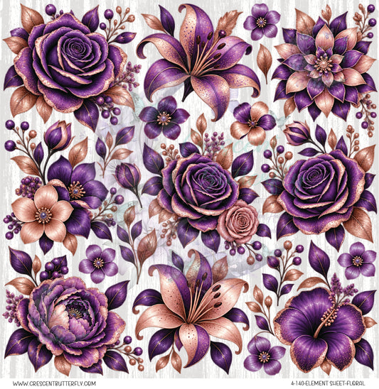 4-140-Element Sheet-Floral UV DTF