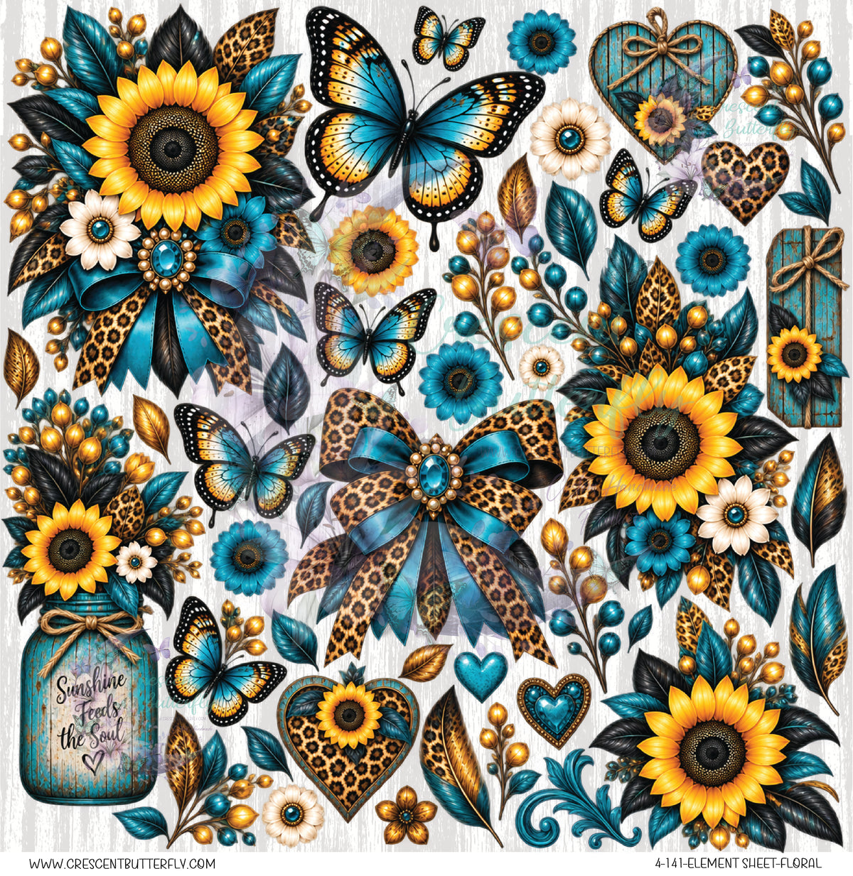 4-141-Element Sheet-Floral UV DTF