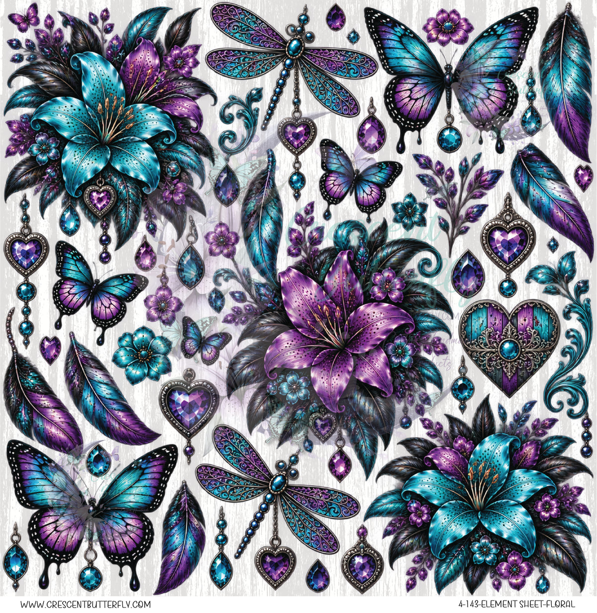 4-143-Element Sheet-Floral UV DTF