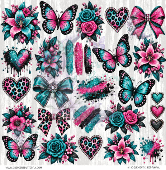 4-145-Element Sheet-Floral UV DTF