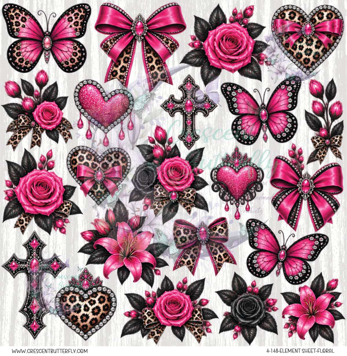 4-148-Element Sheet-Floral UV DTF