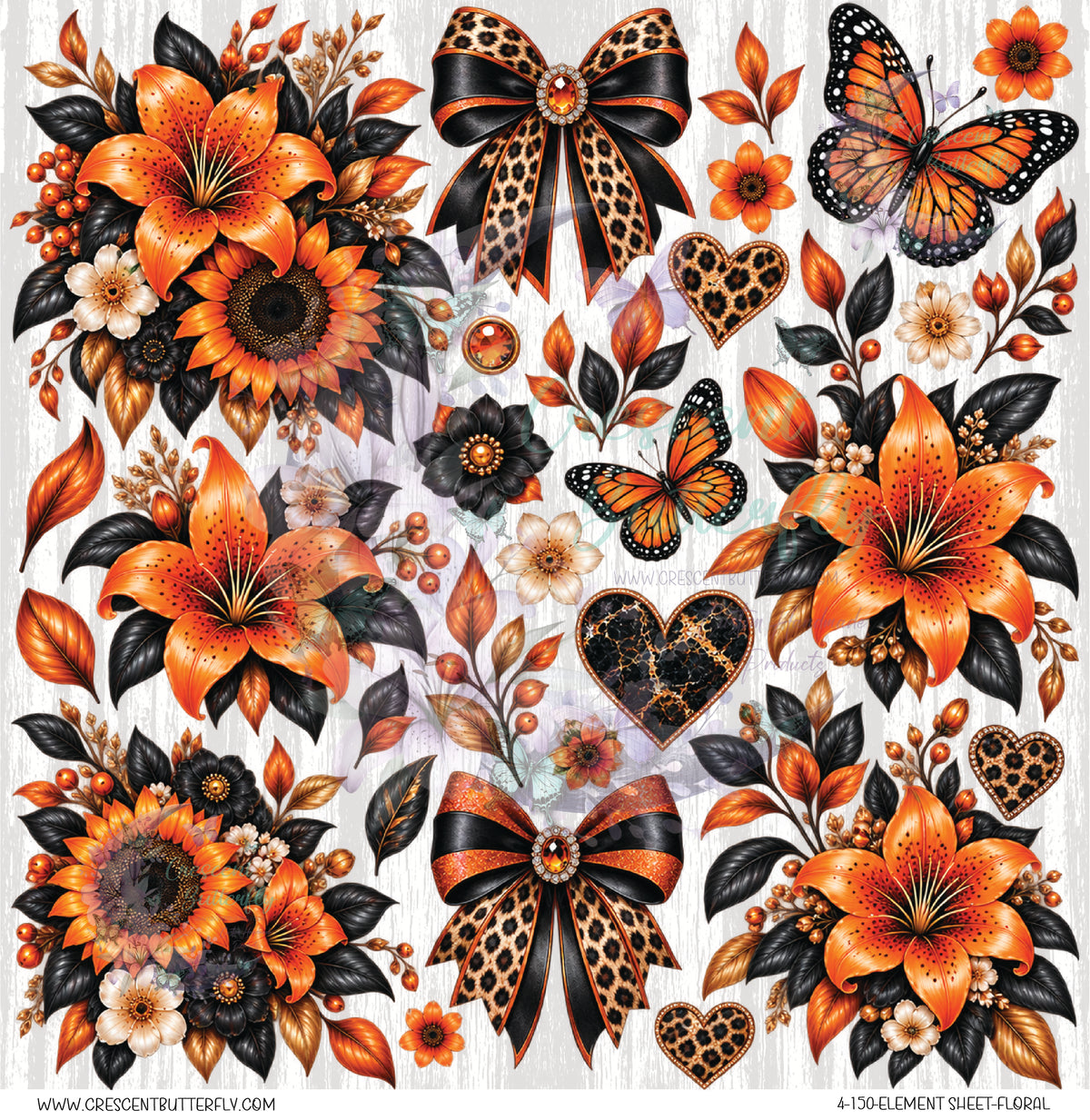 4-150-Element Sheet-Floral UV DTF